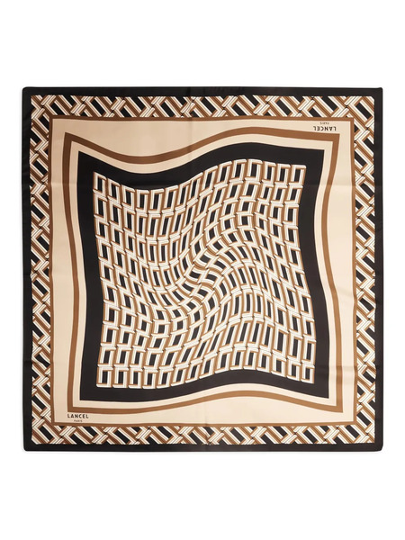  Lancel Monogramme Geometric Silk Scarf - Neutrals 