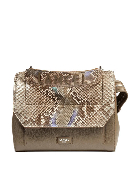  Lancel Ninon Python Logo Flap Shoulder Bag - Neutrals 