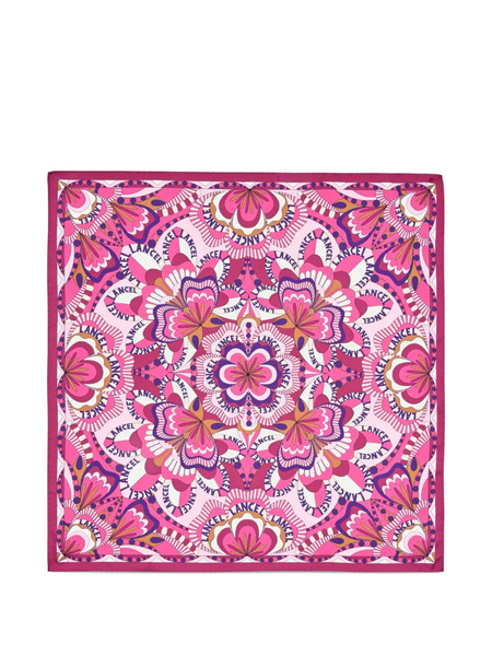  Lancel Printed Silk Square Scarf - Pink 