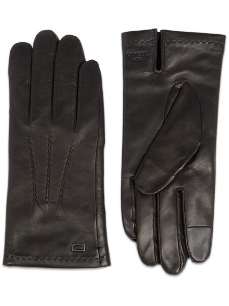  Lancel Sellier Logo-stamp Lather Gloves - Black 