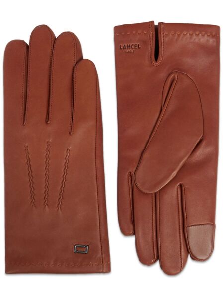  Lancel Sellier Logo-stamp Lather Gloves - Brown 
