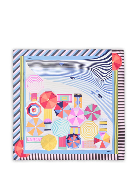  Lancel Silk Square Scarf - Blue 