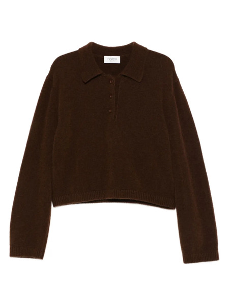  Laneus Buttoned Polo Top - Brown 