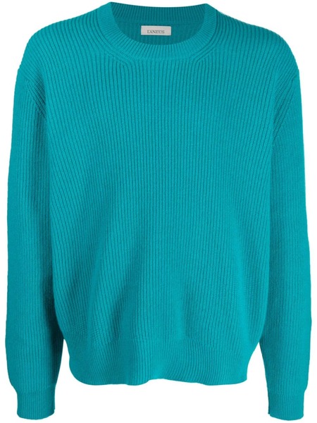  Laneus Cew-neck Ribbed-knit Jumper - Blue 
