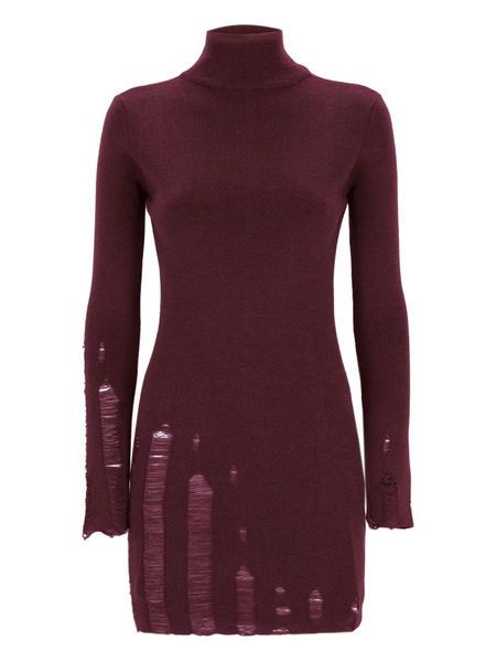  Laneus Distressed Knitted Dress - Purple 