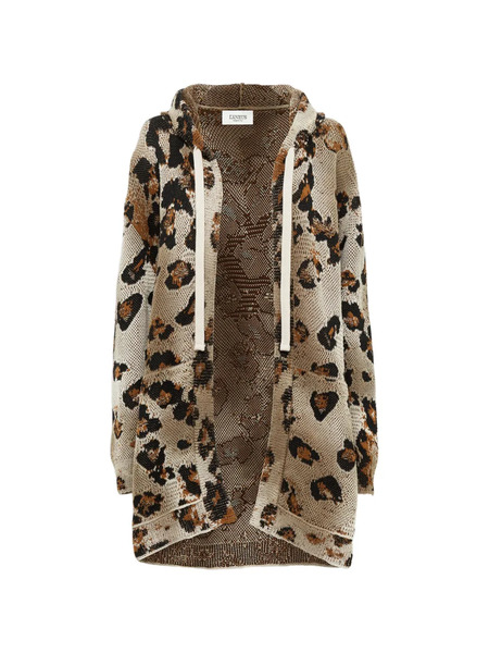  Laneus Hooded Leopard-print Cardigan - Neutrals 