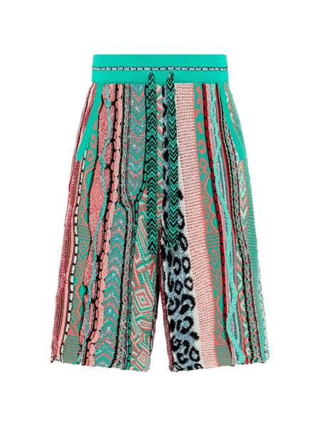  Laneus Knitted Patterned Shorts - Green 