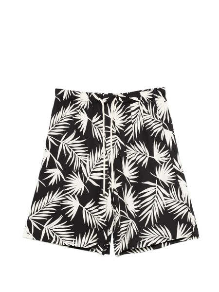  Laneus Leaf Print Shorts - Black 