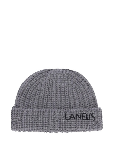  Laneus Logo-embroidered Beanie Hat - Grey 