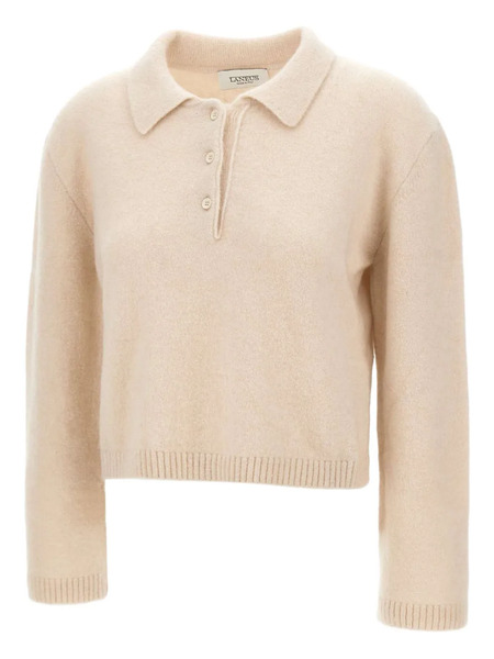  Laneus Long-sleeve Ribbed Polo Top - Neutrals 