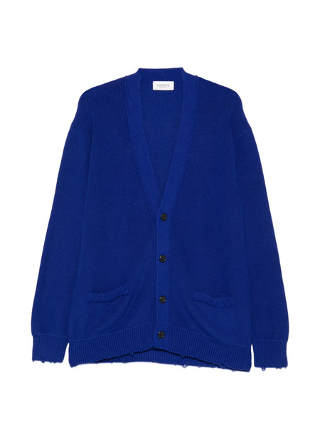  Laneus Notched-pocket Cardigan - Blue 