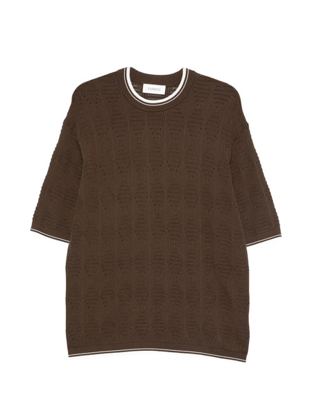  Laneus Openwork T-shirt - Brown 