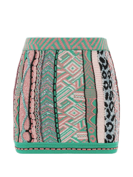  Laneus Patterned Knit Mini Skirt - Green 