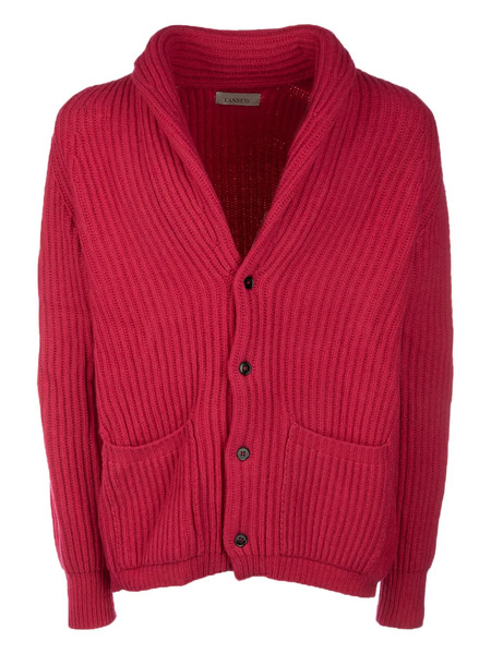  Laneus Ribbed Shawl-collar Cardigan - Red 