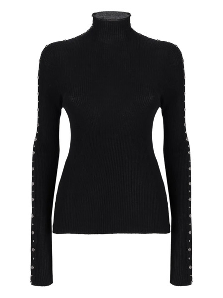  Laneus Ribbed Turtleneck Embellished Sweater - Black 