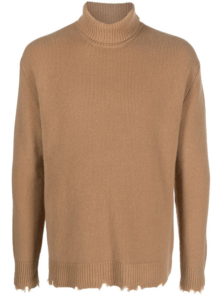  Laneus Ripped Wool Sweatshirt - Brown 