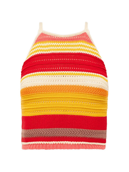  Laneus Striped Knitted Tank Top - Red 