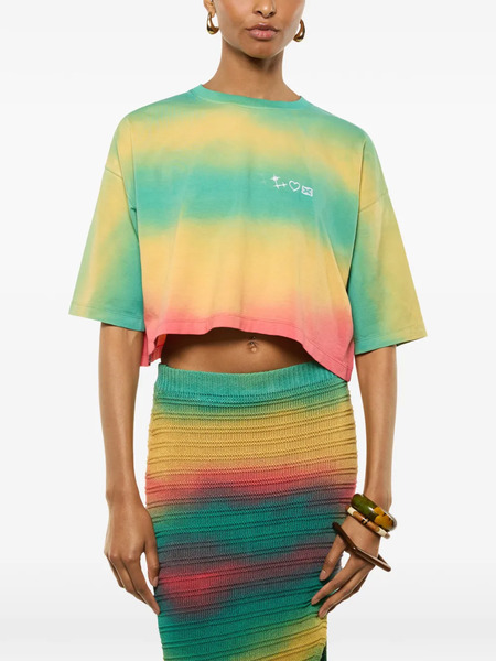  Laneus Tie-dye Cropped T-shirt - Green 