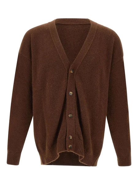 Laneus V-neck Buttoned Cardigan - Brown 