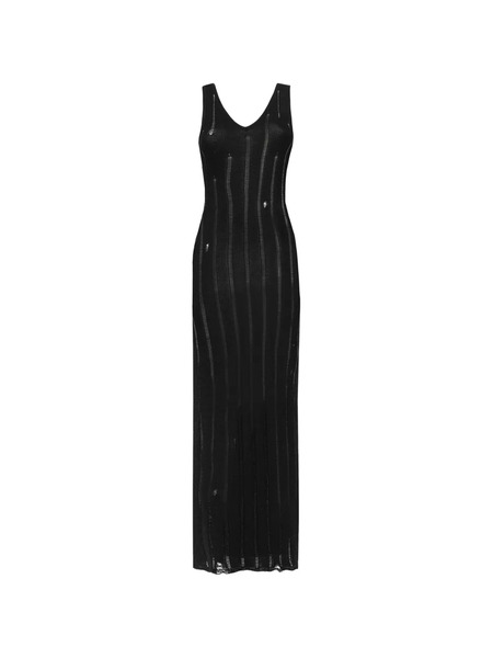 Laneus V-neck Knit Maxi Dress - Black 