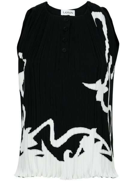  Lanvin Abstract-print Pleated Blouse - Black 