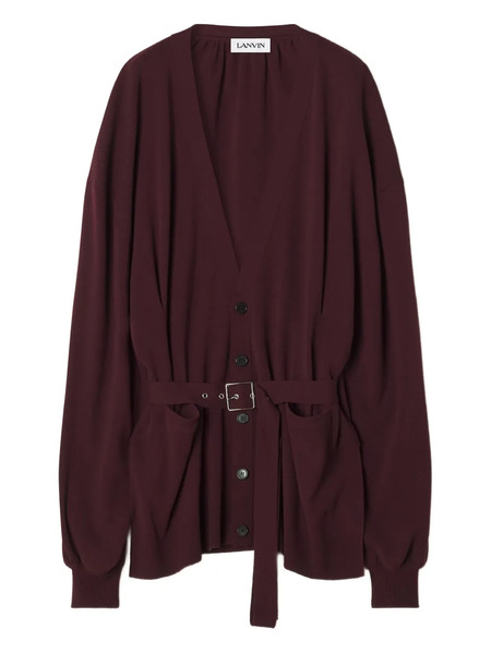  Lanvin Belted Balloon-sleeve Cardigan - Red 