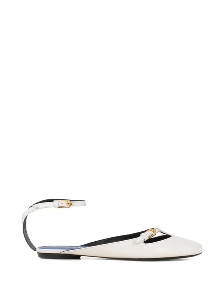  Lanvin Buckle-strap Flat Pumps - White 