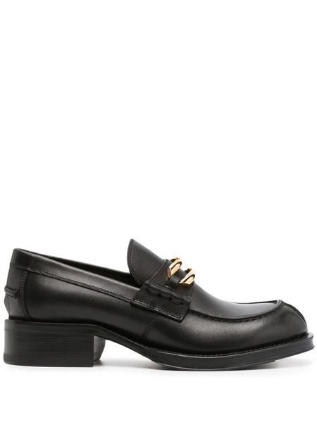  Lanvin Buckled Leather Loafers - Black 