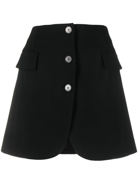  Lanvin Button-front Virgin-wool Miniskirt - Black 