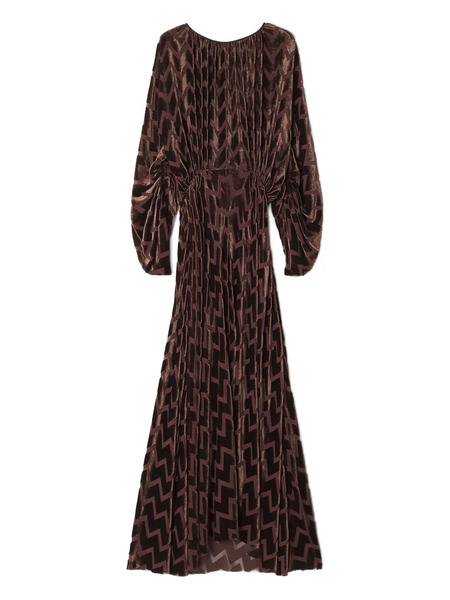  Lanvin Chevron-pattern Maxi Dress - Brown 