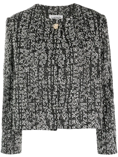  Lanvin Cropped Tweed Jacket - Black 