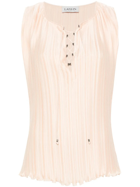  Lanvin Drawstring Plissé Blouse - Orange 