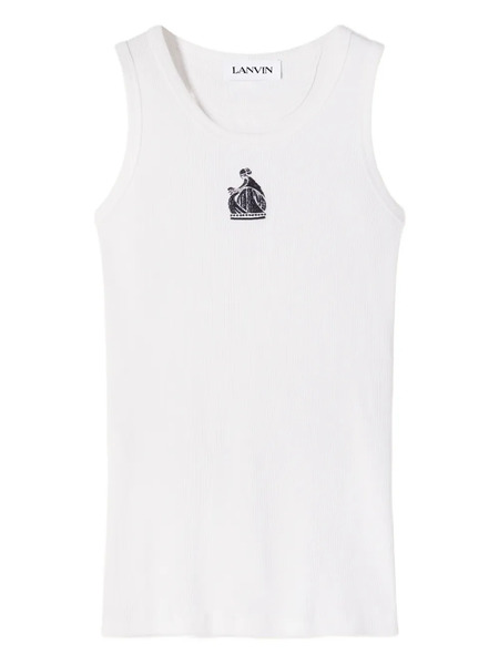  Lanvin Embroidery-logo Tank Top - White 