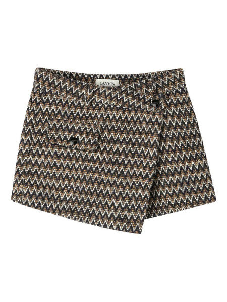  Lanvin Enfant Chevron-pattern Wrap Shorts - Black 