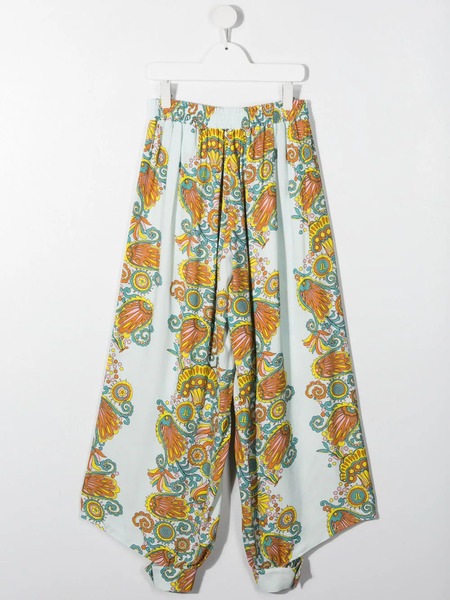  Lanvin Enfant Floral-print Flared-leg Trousers - Blue 