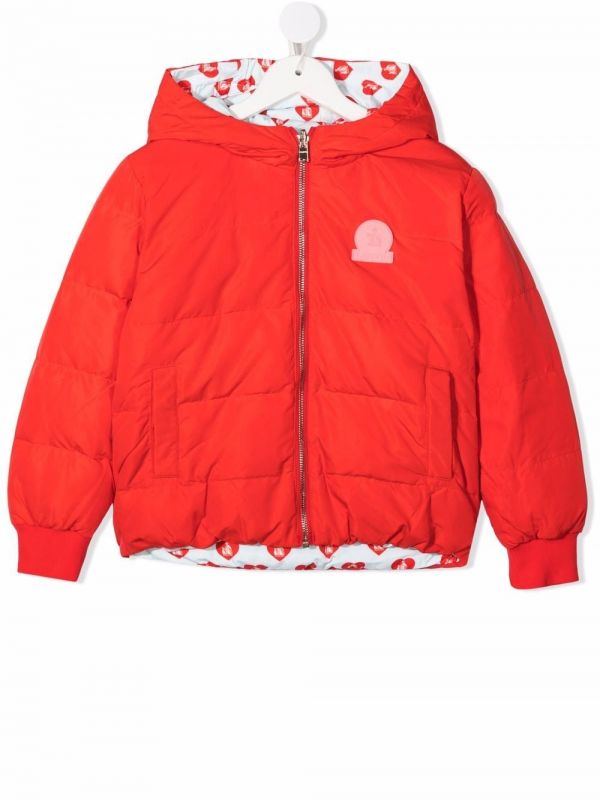  Lanvin Enfant Heart Print Reversible Bomber Jacket - Red 