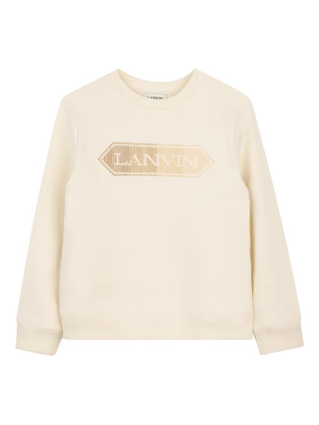  Lanvin Enfant Logo Crew-neck Top - Neutrals 