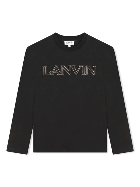  Lanvin Enfant Logo-embroidered Cotton T-shirt - Black 