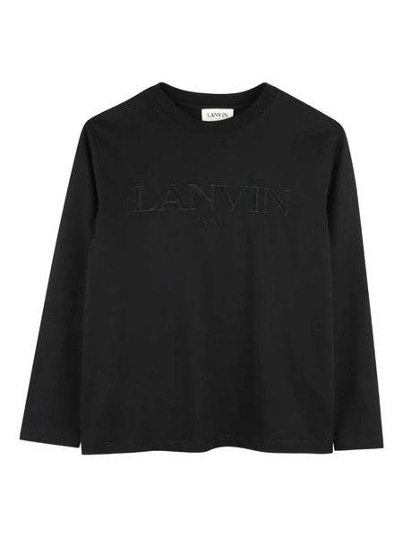  Lanvin Enfant Logo-embroidered Long-sleeve T-shirt - Black 