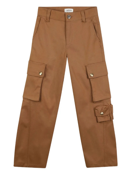  Lanvin Enfant Logo-embroidered Trousers - Brown 