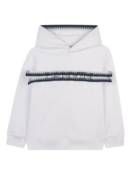  Lanvin Enfant Logo Stripe Hoodie - White 