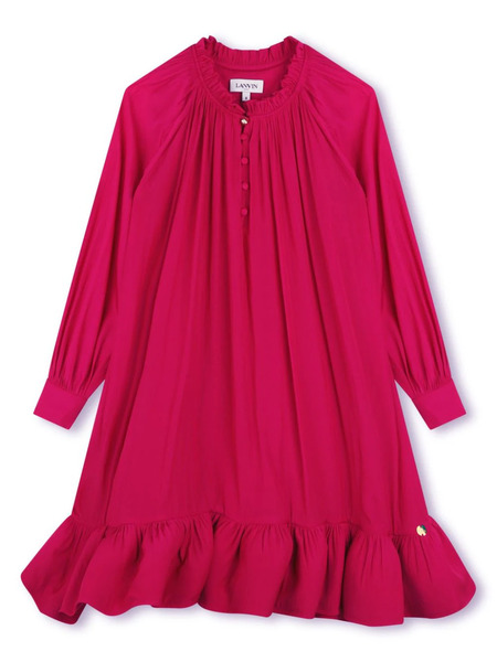  Lanvin Enfant Ruffle Charmeuse Dress - Pink 