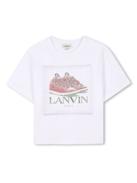 Lanvin Enfant Shoes-print T-shirt - White 