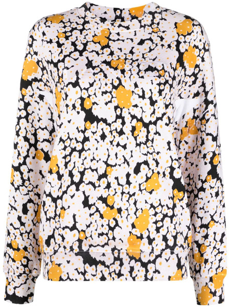  Lanvin Floral-print Cotton Sweatshirt - Neutrals 