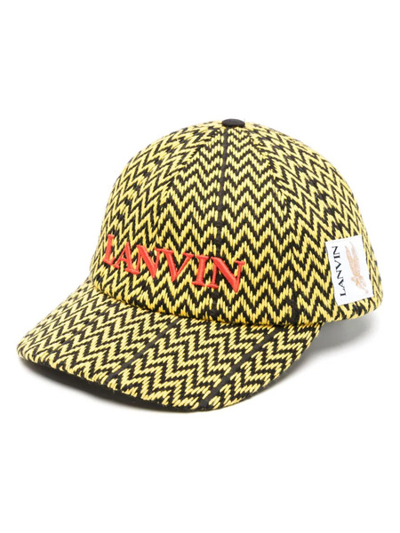  Lanvin Logo-embroidered Chevron-woven Cap - Black 