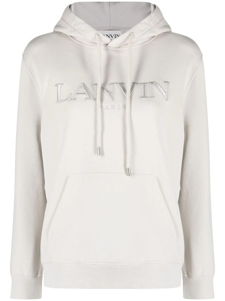  Lanvin Logo-embroidered Cotton Hoodie - Neutrals 