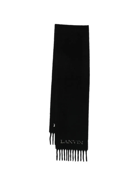  Lanvin Logo Fringed Scarf - Black 