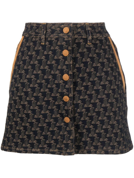  Lanvin Logo-jacquard Denim Skirt - Blue 