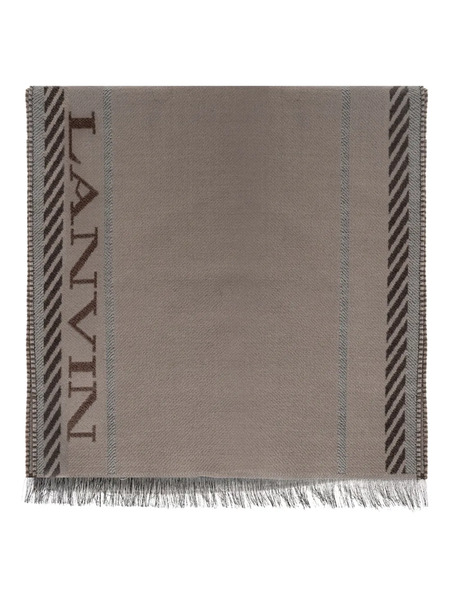  Lanvin Logo-print Fringed Scarf - Grey 