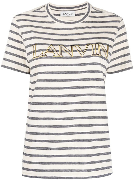  Lanvin Logo-print Striped T-shirt - Neutrals 